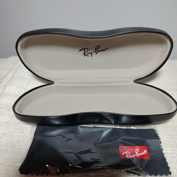 Ray-Ban Black Hard Shell Sunglasses Case with‎ Logo & Cleaning Cloth Replacement - Picture 8 of 8